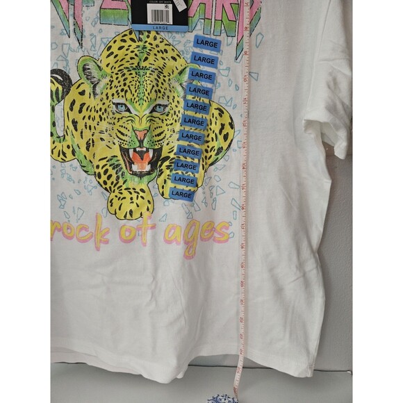 Def Leppard Rock of Ages Tee LG White Leopard Graphic Tour Band Shirt Retro 80s - Picture 7 of 8